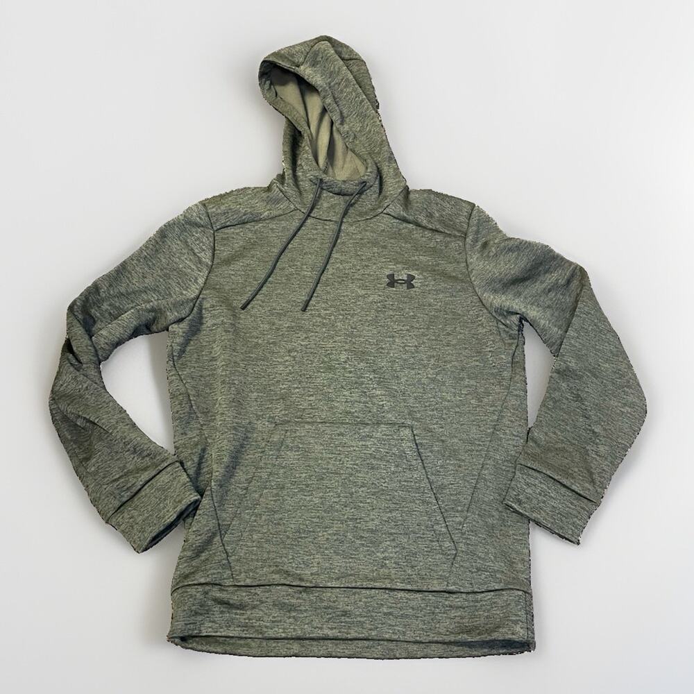 Under Armour Men’s Hoodie Pullover Green Fleece Loose Fit Kangaroo Pocket Size S